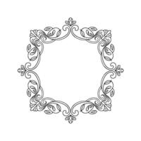 Elegant Floral Frame Line Art Ornament on Textured Background vector