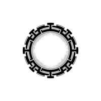 Minimalist Black Circular Ornament, Geometric Element on White vector