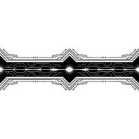 Abstract Tech Circuit Border, Black White, Digital Element vector