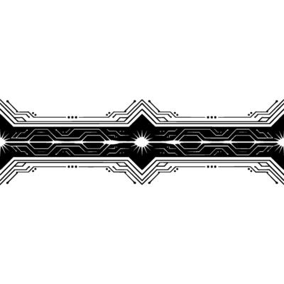 Abstract Tech Circuit Border, Black White, Digital Element