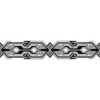 Geometric Border , Black White, Circuit Board Style, Repeating Pattern vector