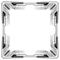 Art Deco Square Frame, Geometric Border, Black and White vector