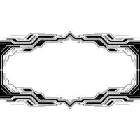 Futuristic Tech Frame, Black White Geometric Border, Space for Text, Minimalist vector