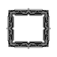 Geometric Art Deco Frame, Black Silver, Empty Center, Minimalist vector
