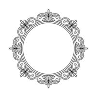 Elegant Circular Frame With Swirls, Minimalist vector