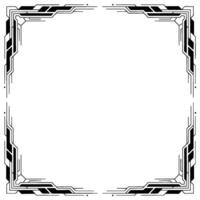 Futuristic Tech Frame, Minimalist Geometric Border, Black and White vector