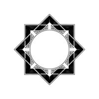 Geometric Art Deco Starburst Frame, Blank Circle Center vector