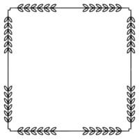 Simple Leafy Frame on Cream Background, Minimalist vector