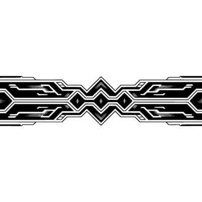 Futuristic Tech Element Black White Geometric Border