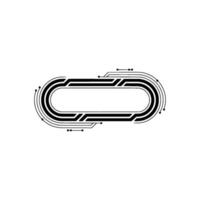 Minimalist Tech Circuitry Oval on Light Background vector