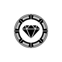 Geometric Diamond in Circular Frame Black and White vector