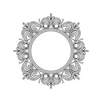 Elegant Line Art Circle Frame With Swirls and Flourishes vector