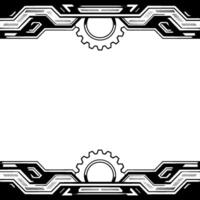 Futuristic Frame With Gears, Tech Background, Copy Space vector