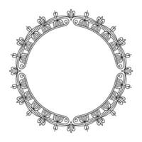 Elegant Geometric Round Frame, Decorative Border , Monochromatic vector
