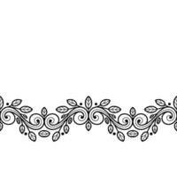 Elegant Black Leaf Border on Neutral Background for vector