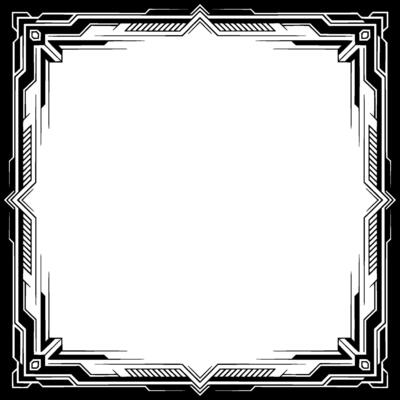 Art Deco Geometric Frame in Black and White, Digital Element