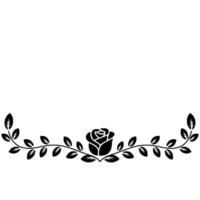 Elegant Black Rose and Leaf Border on White Background vector