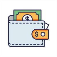 Flat billfold object icon modern design concept isolated vector