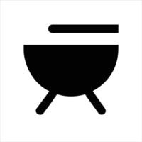BBQ object icon modern art design black and white with bold outline vector
