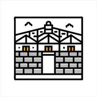 Building object icon modern art design black and white with bold outline vector