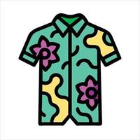 Flat batik shirt object icon modern design concept isolated vector
