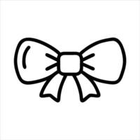 Bow ribbon object icon modern art design black and white with bold outline vector