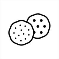 Cookies object icon modern art design black and white with bold outline vector