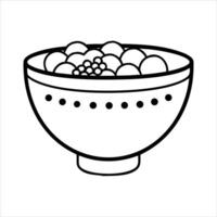 Bowl of food object icon modern art design black and white with bold outline vector