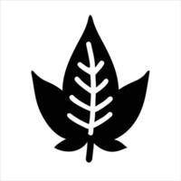 Leaf object icon modern art design black and white with bold outline vector