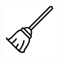 Broom object icon modern art design black and white with bold outline vector