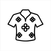 Batik shirt object icon modern art design black and white with bold outline vector