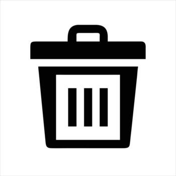 Delete object icon modern art design black and white with bold outline vector