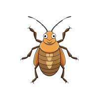 A cartoon bug with a smiling expression, brown legs and yellow carapace. Flat illustration. vector