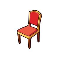 Cartoon illustration of vintage red chair against white background vector