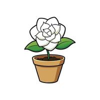 Cartoonstyle flower in a pot isolated on white background vector