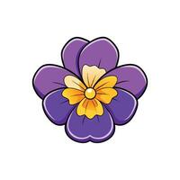 Stylized purple and yellow pansy blossom on a white background vector