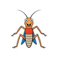 Cartoon grasshopper illustration on white background looking happy vector