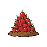 Stylized pile of red berries on brown earth mound vector
