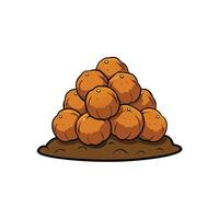 Pile of oranges arranged in a pyramid shape cartoon vector