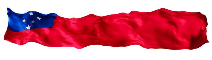 Stylized flag of Samoa waving in the wind on transparent background. Footer, header or divider. Cut out wide, panoramic element. Banner for patriotic themes or national event promotions. 3D. png
