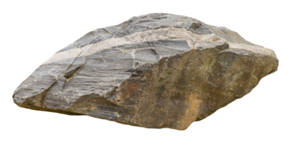 This stone displays rugged and textured surface, isolated on transparent background. Its natural hues and formations highlight unique characteristics of geological materials. Front view, cut out rock png