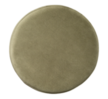 This soft green pouf is placed on transparent background, showcasing its round shape and smooth texture, ideal for adding comfort to any living space or decor style. Top view, cut out seating point png