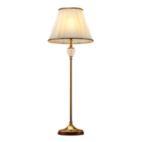Sophisticated brass table lamp with a pleated fabric shade providing a warm and inviting glow to any interior setting png