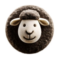 A soft plush felt icon depicting a cute fuzzy sheep with a simple minimal design png