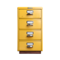 A sleek and modern yellow metal file cabinet with multiple drawers for organized storage of documents and paperwork in an office or workplace setting png