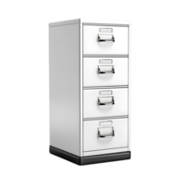 A sleek and minimalist steel filing cabinet with multiple drawers perfect for organizing important documents and paperwork in a professional office setting png