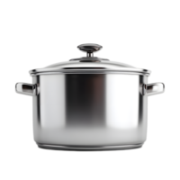 Sleek and contemporary stainless steel cooking pot with a tight fitting lid designed for efficient meal in a modern kitchen png
