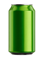 A vivid green glossy soft drink can with a metallic rim reflecting a clean refreshing and healthy appearance png