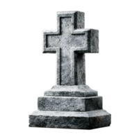 A simple grey granite gravestone featuring a carved cross symbol standing as a solemn memorial in a cemetery or sacred space png