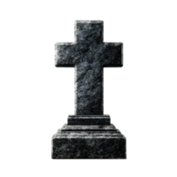 A simple elegant granite gravestone featuring a traditional Christian cross symbol a somber yet reverent memorial to those who have passed png